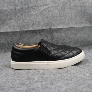 Stq Shoes Womens 7.5 Sneakers Slip On Casual Fashion Quilted Black Flat Comfort